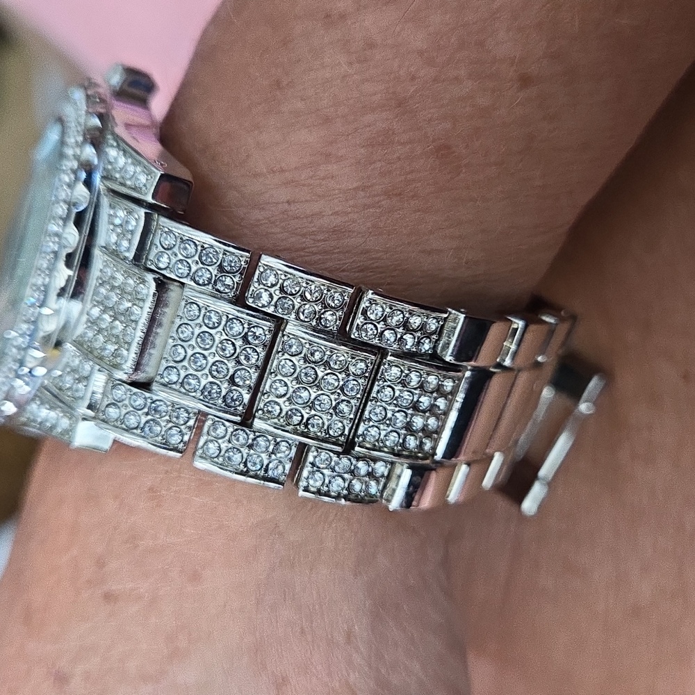 Nwot! Iced Out Silver Watch - Picture 8 of 8